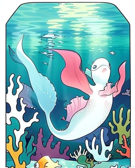 Exquisite, clear, high-definition, exquisite, cute, cartoonish, beautiful color matching, colorful, Little Mermaid, ocean, sea, underwater world, at the bottom of the sea, mermaid, beautiful, lovely, girl, fish school beautiful picture, richly colored picture-