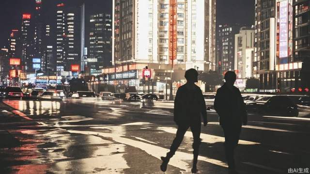 Silhouette of Shanghai City Buildings at Night in the 1980s