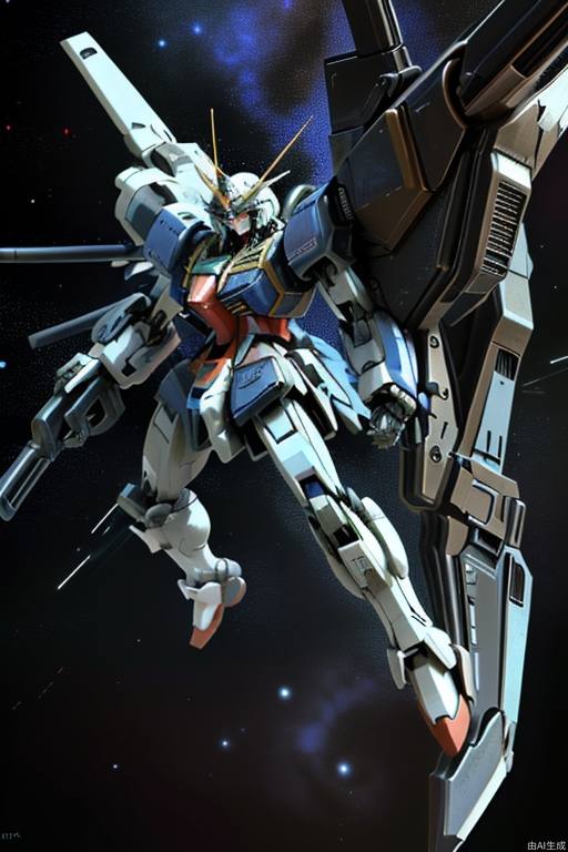 Universe background, single character, Gundam, flying, Science Fiction punk,