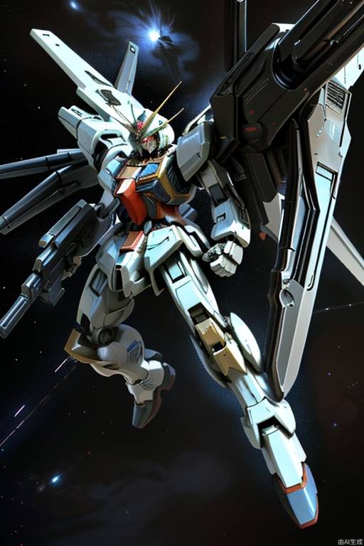 Universe background, single character, Gundam, flying, Science Fiction punk,