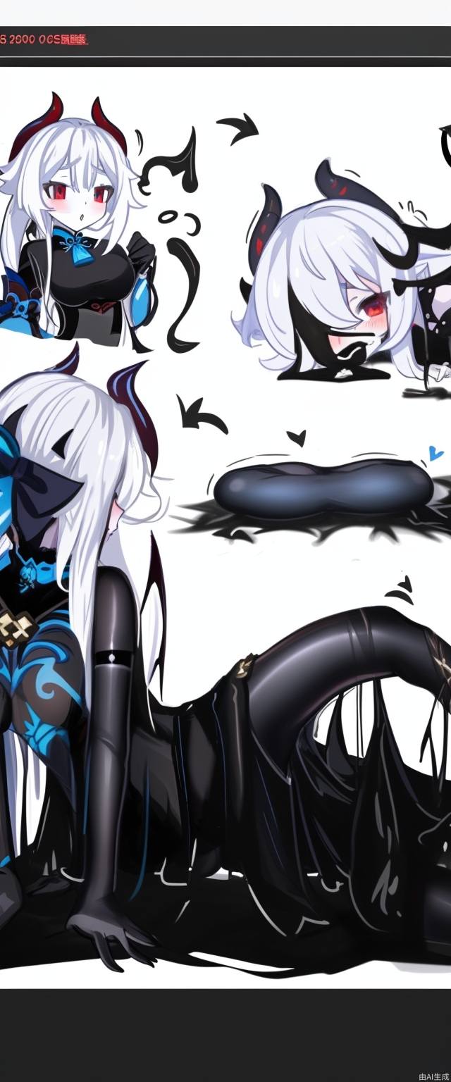 black pantyhose, genshin impact, pale skin, ganyu (genshin impact), white pantyhose, full body, white hair, cheongsam,
succubus (disgaea), sexually suggestive, sexy, 