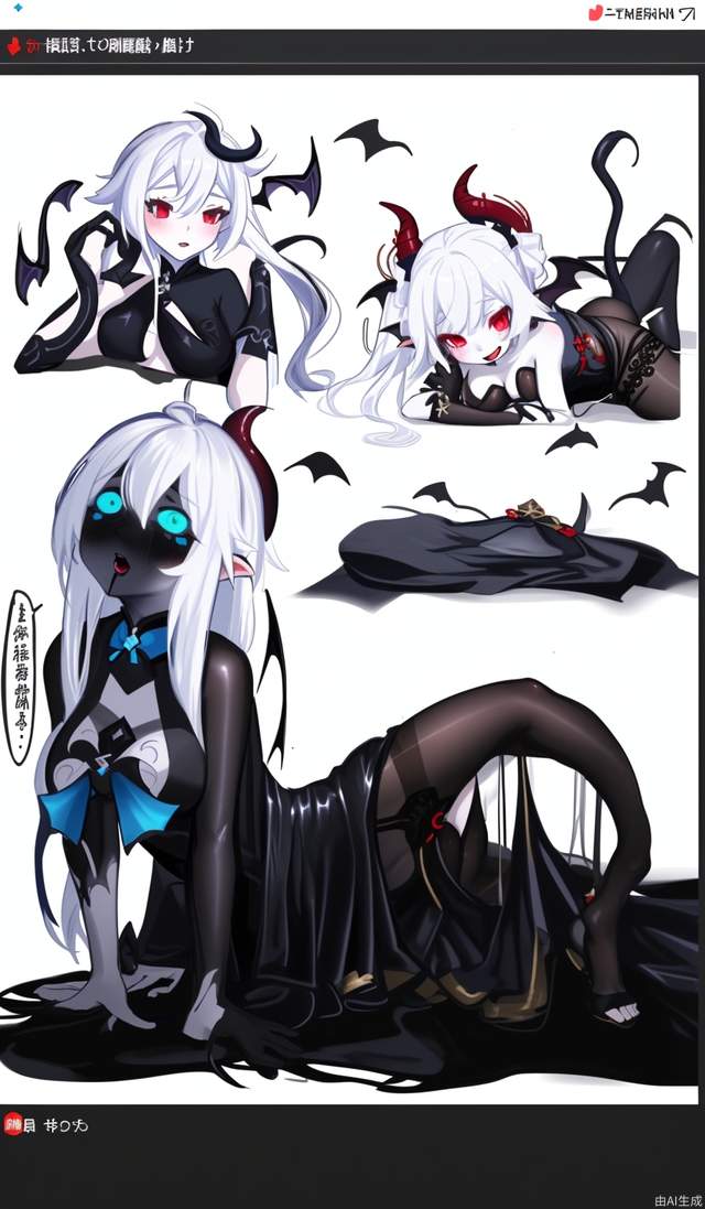 black pantyhose, genshin impact, pale skin, ganyu (genshin impact), white pantyhose, full body, white hair, cheongsam,
succubus (disgaea), sexually suggestive, sexy, 