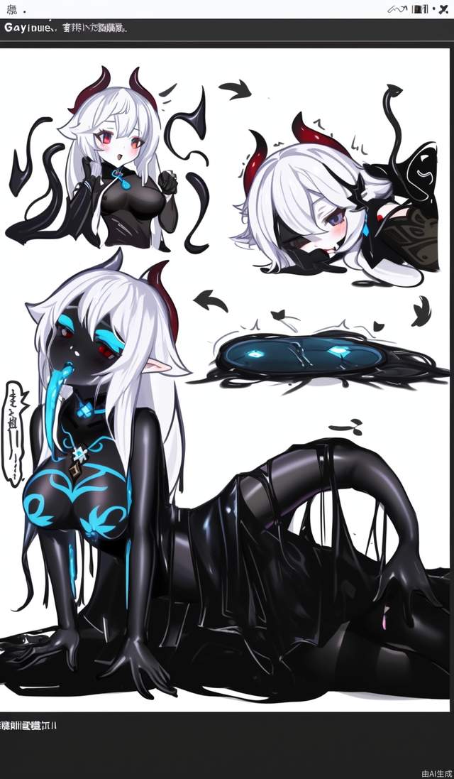 black pantyhose, genshin impact, pale skin, ganyu (genshin impact), white pantyhose, full body, white hair, cheongsam,
succubus (disgaea), sexually suggestive, sexy, 