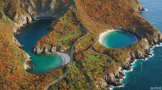 In autumn, the coastal road twists and turns, and the vegetation is lush