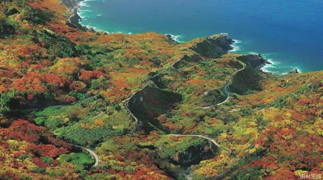 In autumn, the coastal road twists and turns, and the vegetation is lush