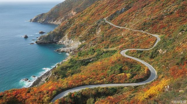 In autumn, the coastal road twists and turns, and the vegetation is lush