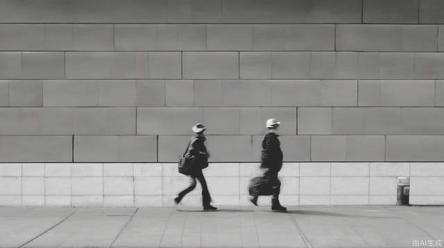 Two people pass by