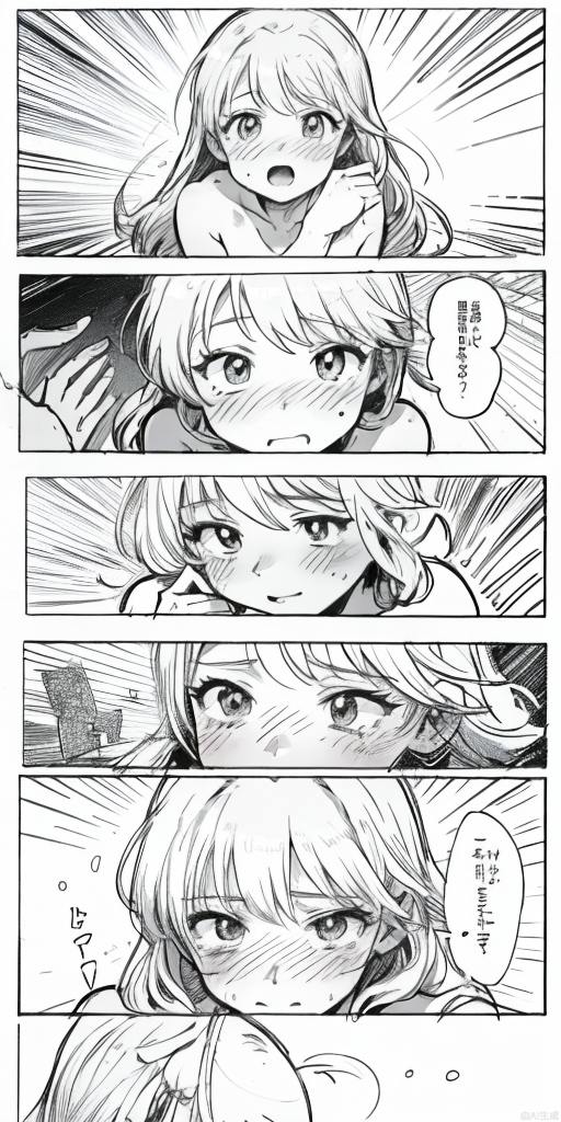 (Masterpiece, top quality 1.3), 1 man and 1 girl, stranger, intercourse, orgasm, ejaculation, public toilet, monochrome, line art, manga, border, koma, word bubbles, blush, nude,