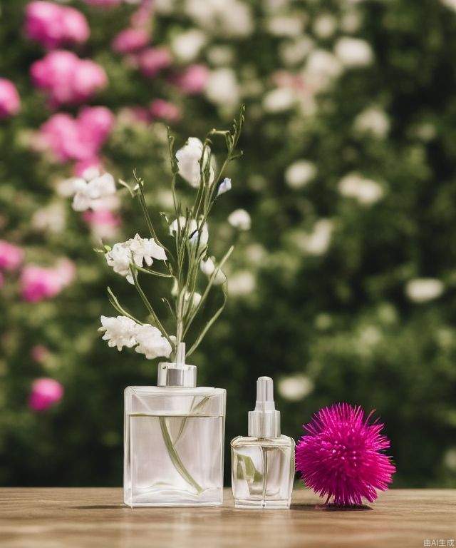 perfume, flower,  blurry background