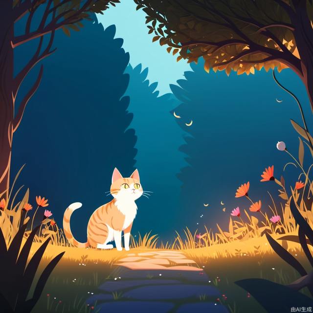 Children's Illustration Style, daytime, a cat. cinematic photo, 4k, highly detailed, uhd image, intricate details detailed scene background, detailed, 8k, trending, amazing art, colorful