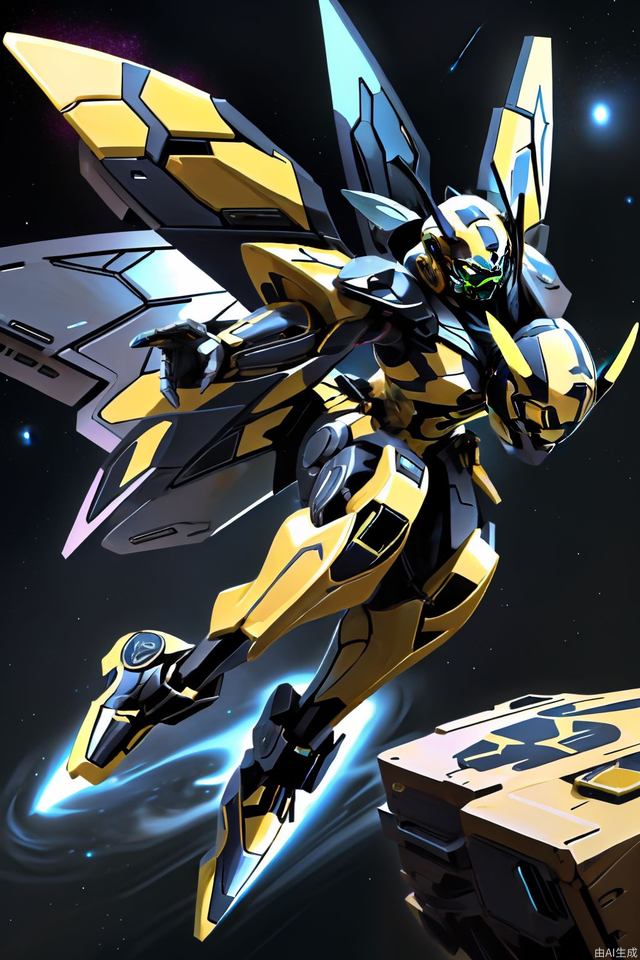 Universe background, single character, Bumblebee, flying