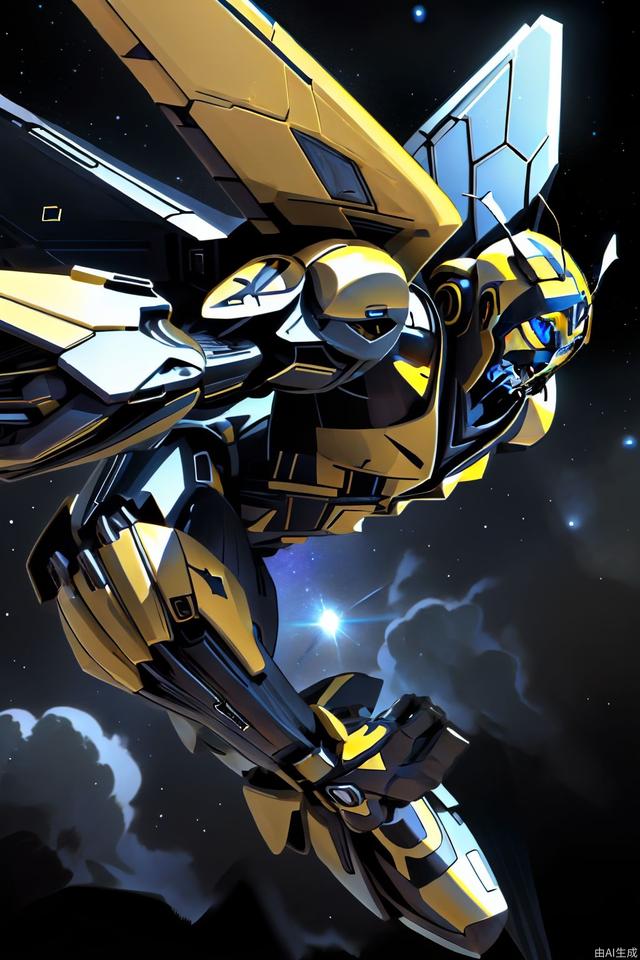 Universe background, single character, Bumblebee, flying