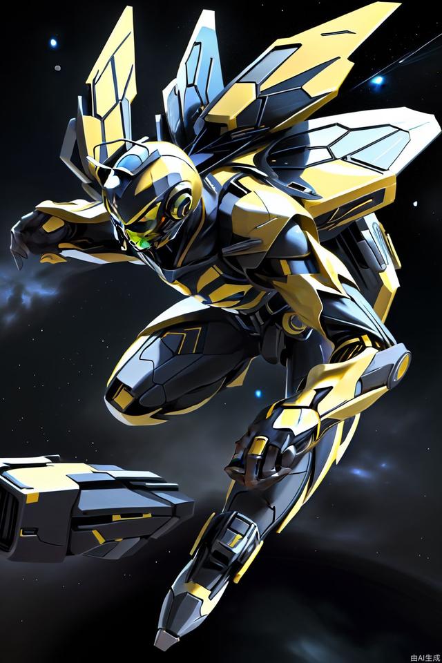 Universe background, single character, Bumblebee, flying