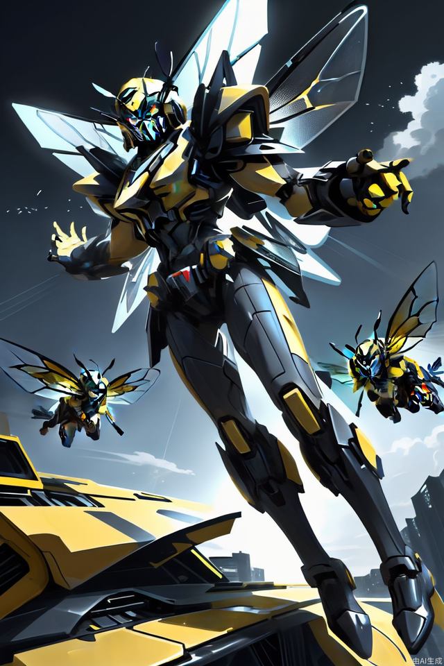 single character, Bumblebee, flying