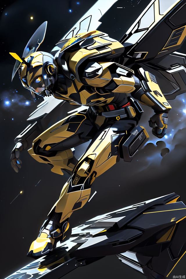 Universe background, single character, Bumblebee, flying