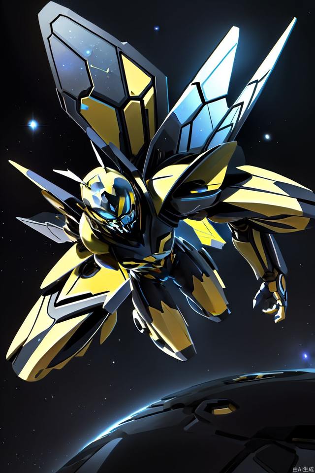 Universe background, single character, Bumblebee, flying