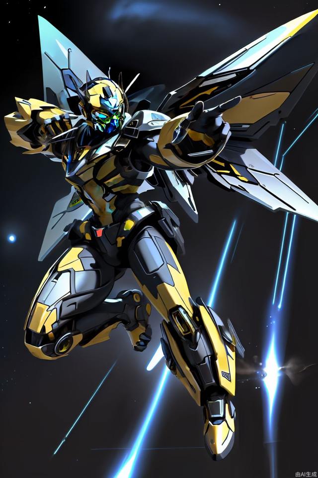 Universe background, single character, Bumblebee, flying