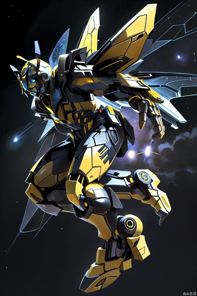 Universe background, single character, Bumblebee, flying