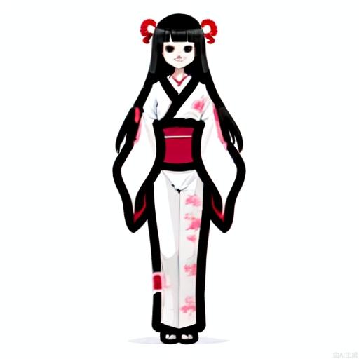 Illustration, bishoujo, white_background, incredibly absurd, upper part of the body, straight_hair, part of the body, japanese_clothes