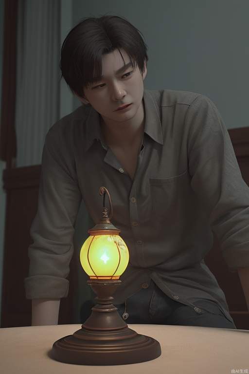 A boy, Jia Baoyu, sat in his room with an oil lamp on the table in front of him.
He picked up the piece of spiritual jade and rubbed it repeatedly. Jia Baoyu was wearing tattered plain clothes, CG rendering, 3D national style animation effect dark color, cold and warm contrast, medium lens, heavy scene, strong depth of field, good sense of space. CG rendering, 3D national style animation effect, dark color, cold and warm contrast, close-up shooting, strong depth of field, good sense of space.