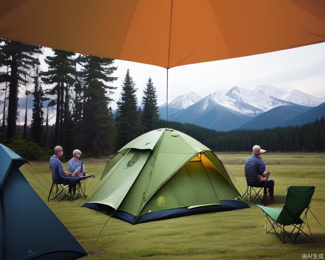 Outdoor camping with many friends