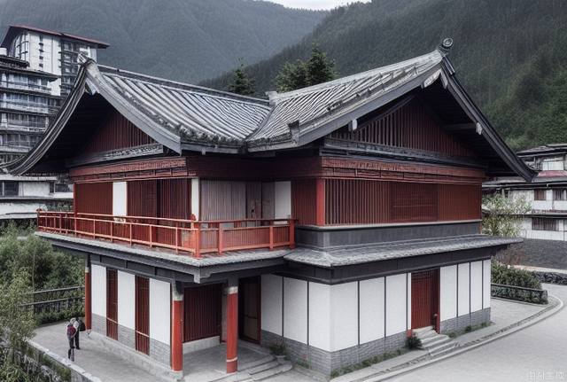 Three-story accommodation in Western Sichuan style