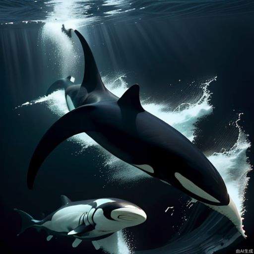 Ocean, shark, killer whale (orca)