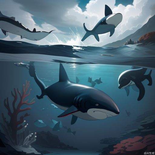 Ocean, shark, killer whale