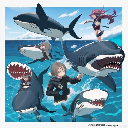 shark，killer whale，dolphin，Mecha