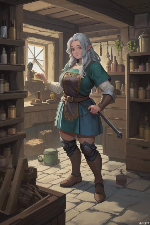 Female, Dwarf, Blacksmith, Single Figure