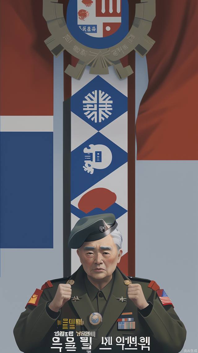 With the Chinese flag as the background, make a promotional video poster about veterans of Resistance to the United States and Aid Korea, without specific military faces