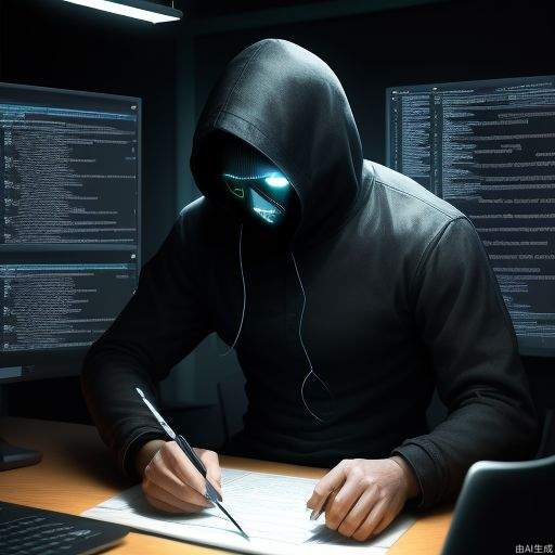 a man, developer, matrix style, coding on the table, massy room, dark room, hacker