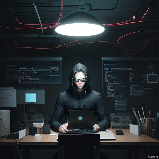 a man, developer, matrix style, coding on the table, massy room, dark room, hacker