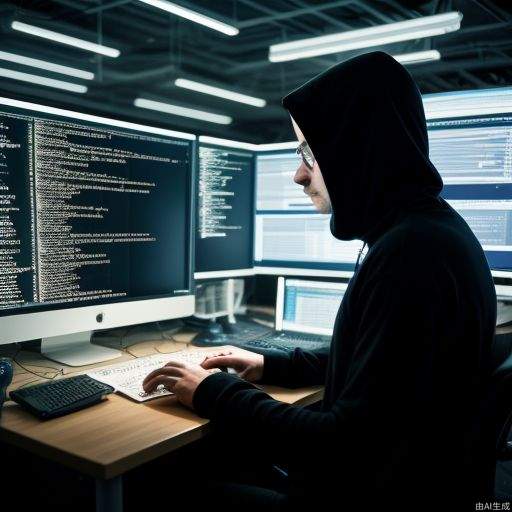 a man, developer, matrix style, coding on the table, massy room, dark room, hacker