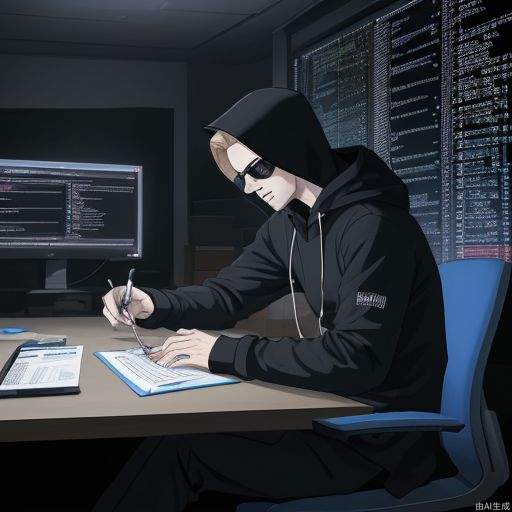 a man, developer, matrix style, coding on the table, massy room, dark room, hacker