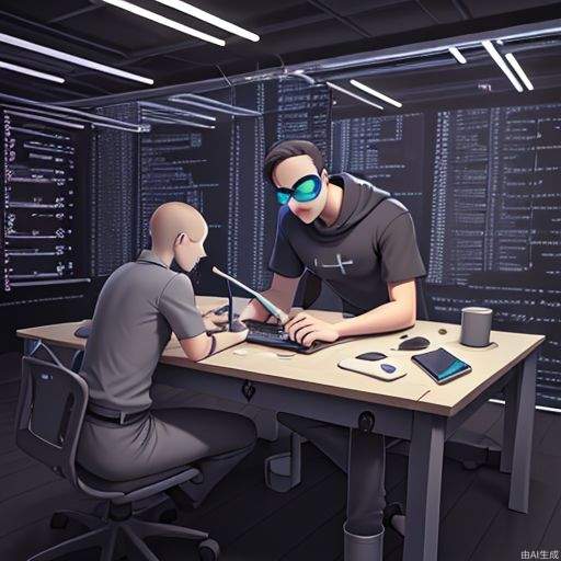 a man, developer, matrix style, coding on the table, massy room, dark room, hacker