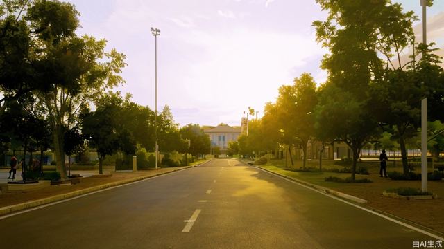 Environment, blue sky, white clouds, campus, youth, hand-painted, clear