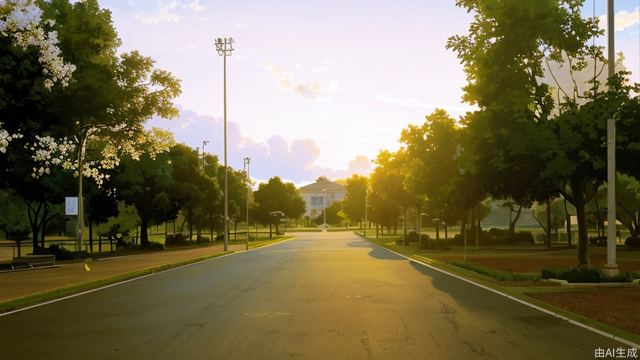 Environment, blue sky, white clouds, campus, youth