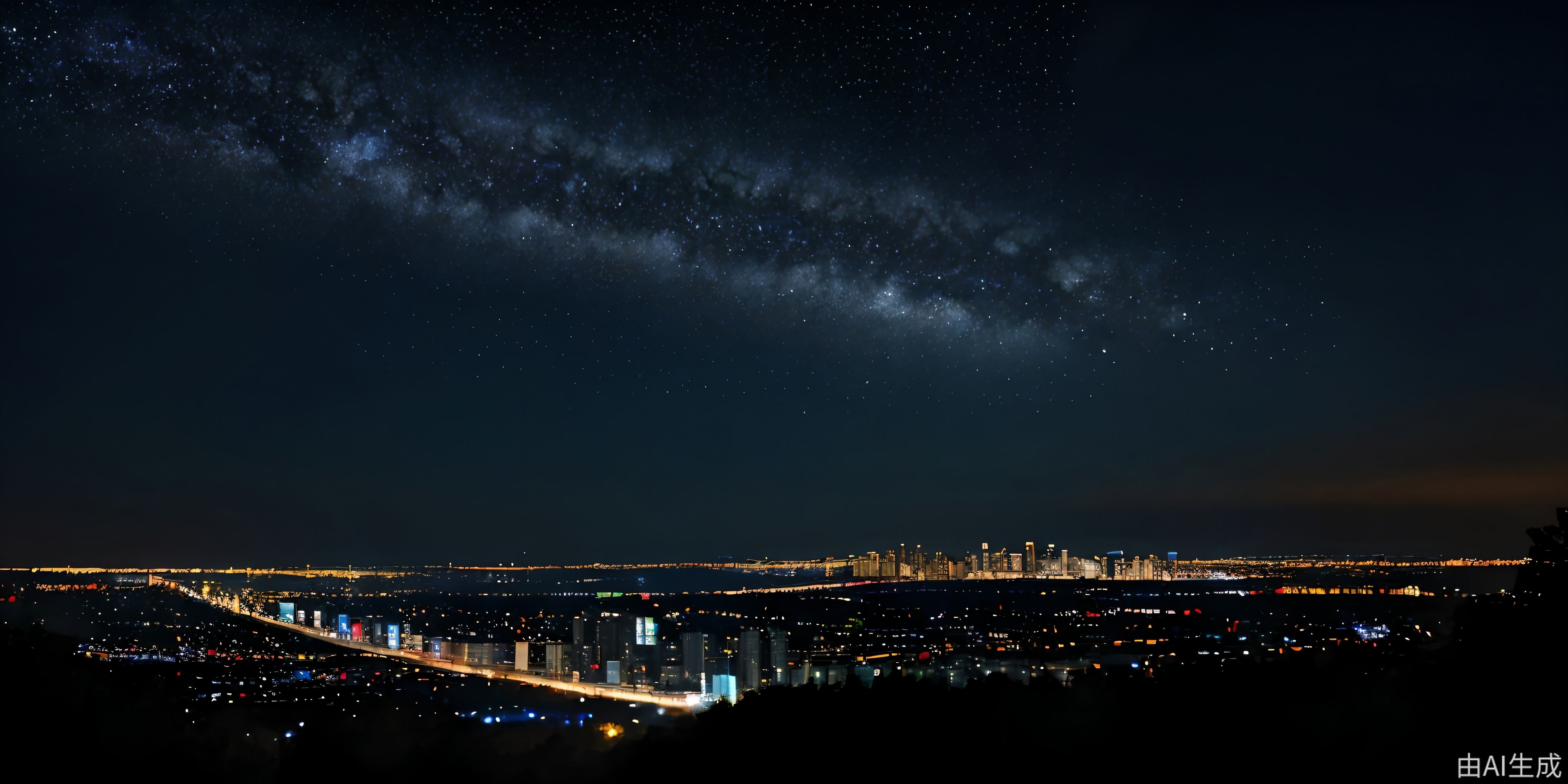 夜晚，星空，城市