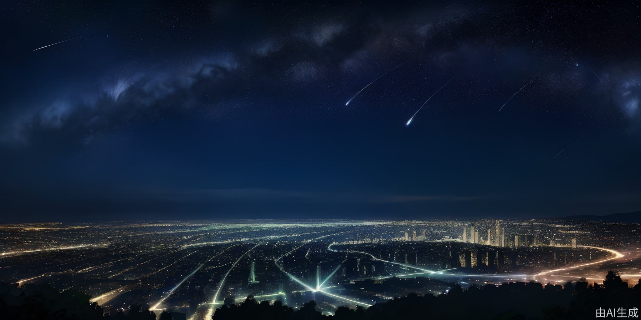 夜晚，星空，城市