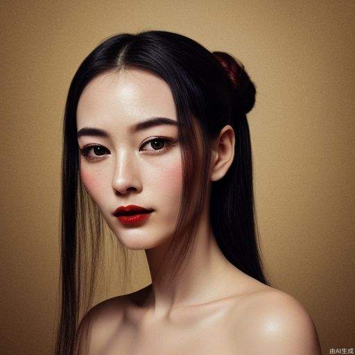 Melon seed face, willow leaf eyebrows, phoenix eyes, delicate nose, cherry lips, long black hair, ancient style.