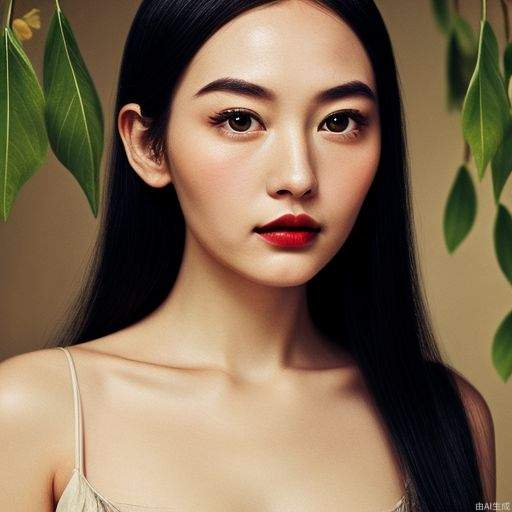 Melon seed face, willow leaf eyebrows, phoenix eyes, delicate nose, cherry lips, long black hair, ancient style.