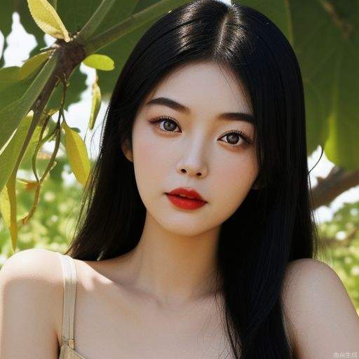 Melon seed face, willow leaf eyebrows, phoenix eyes, delicate nose, cherry lips, long black hair, ancient style.