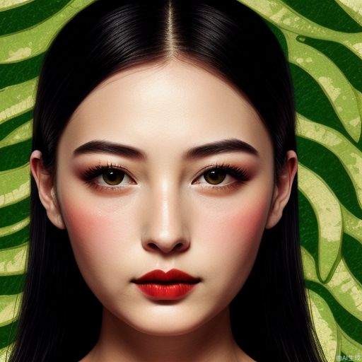 Melon seed face, willow leaf eyebrows, phoenix eyes, delicate nose, cherry lips, long black hair, ancient style.