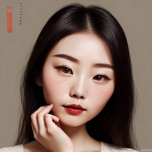 Melon seed face, willow leaf eyebrows, phoenix eyes, delicate nose, cherry lips, black long hair, ancient style. (Chinese -> English)