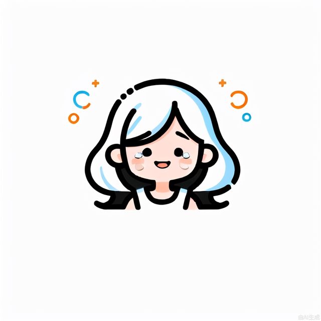 monochromatic thick line doodle, Flat minimal 2D illustration, of a happy girl , crying, abstract, minimalistic, vector art, white background, white space, white and black color scheme. tuya,monochrome, MBE_style simple drawing, minimalism, cute, 