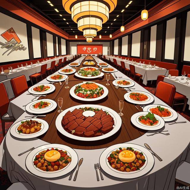 High throw, 1 million, reservation, 10,000 tables, banquet, table, food on the table