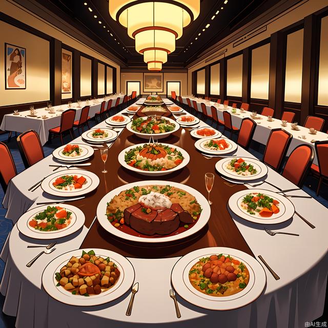 High throw, 1 million, reservation, 10,000 tables, banquet, table, food on the table