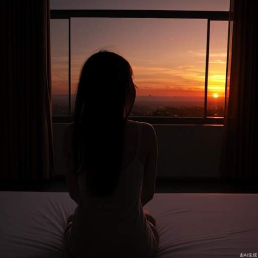 Looking at the sunset alone in the room