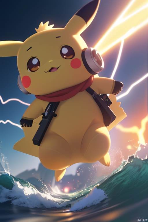 A cute Pokemon Pikachu, all surrounded by yellow lightning, lightning is unleashing, in cyberpunk, wearing Iron Man's red and yellow armor, colorful universe in the background, surrounded by waves, blind box, bust, sacred movie edge lighting, natural light, realistic lighting and shadows, the best quality light tracking, 8k 3d, Cinema 4D, Sintan rendering, Pixar, pastel colors, blender, super detail--ar 3:4--niji 5--v 5--s 250